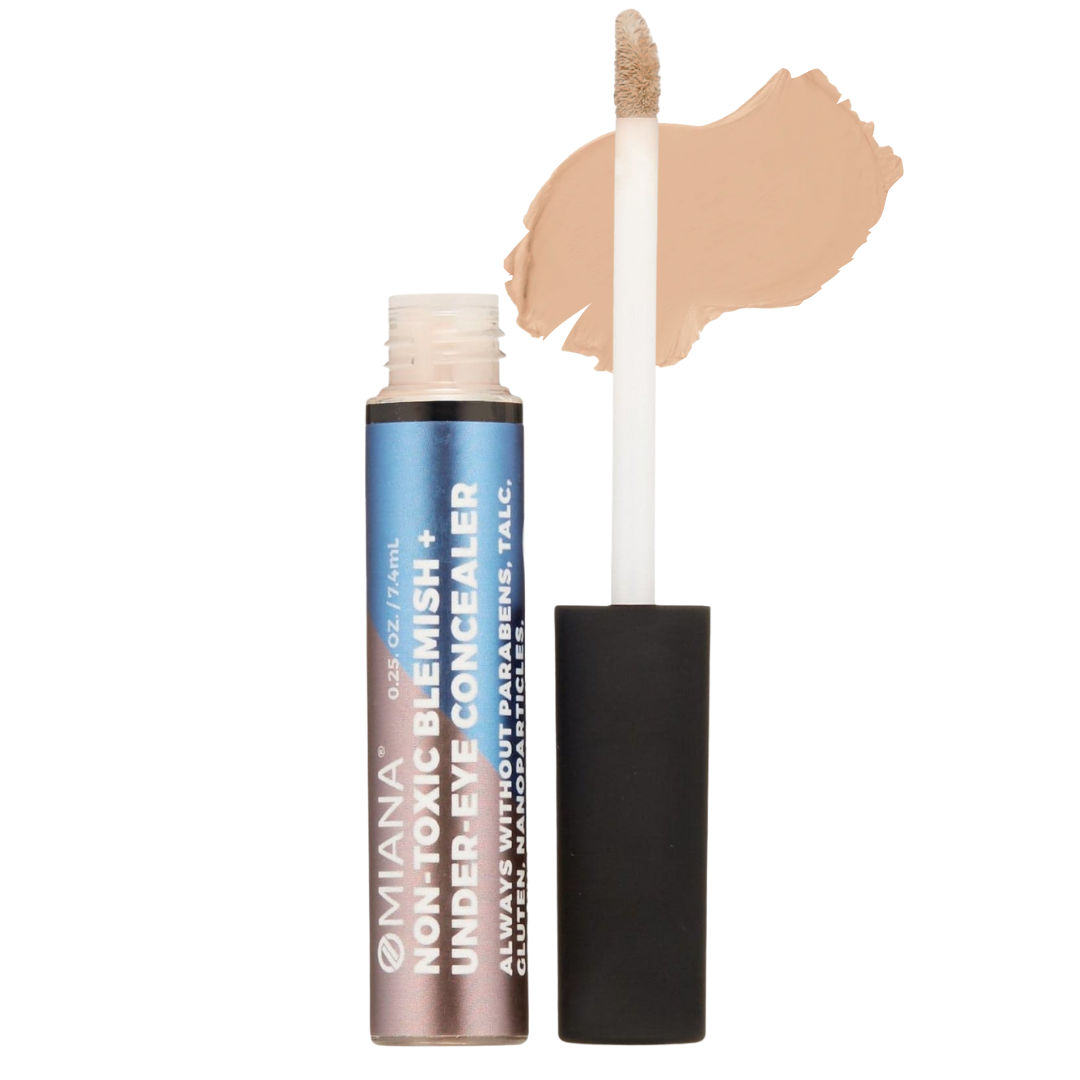 Omiana under-eye concealer with applicator on a white background